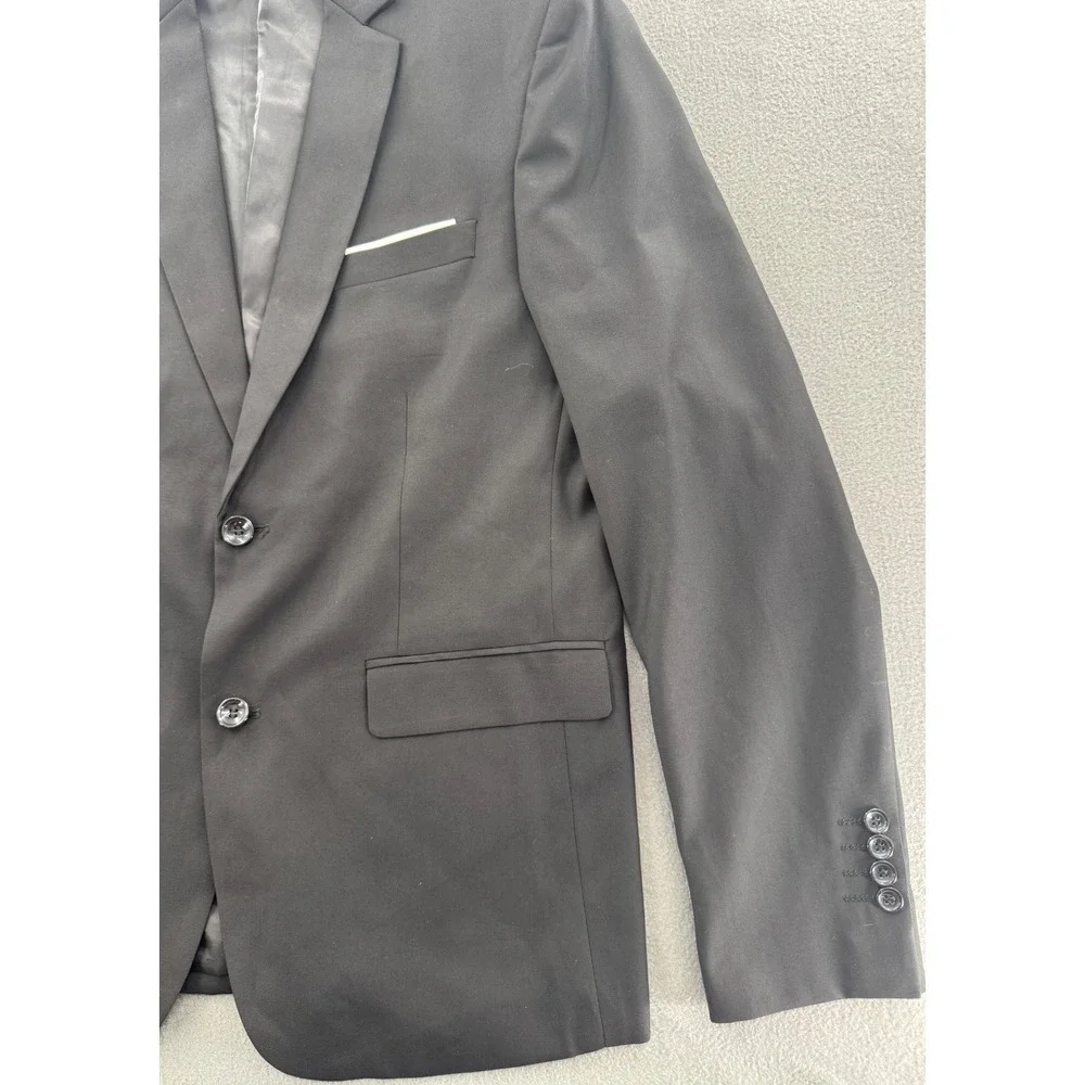 CloudStyle Blazer Mens Large Black Two Button Slim Fit Suit Jacket Office Wear
